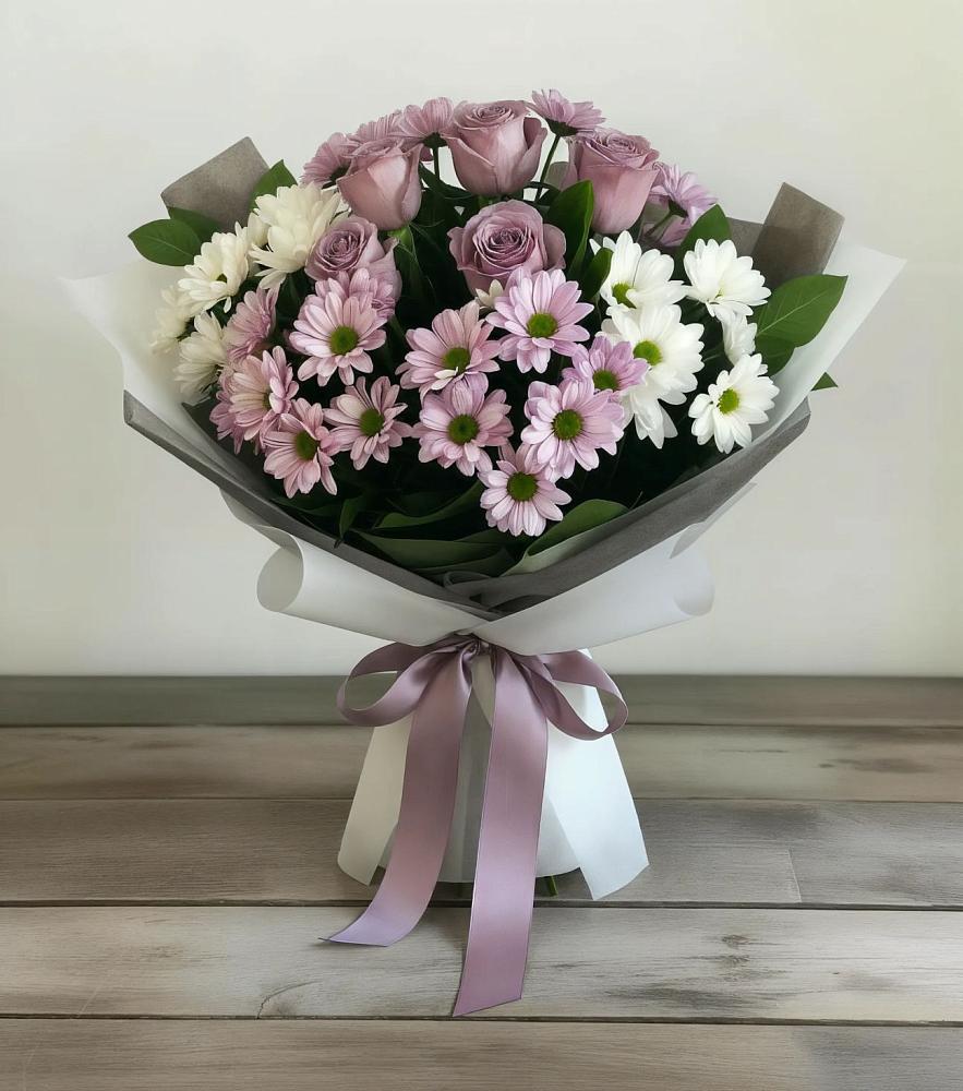 Букет цветов из: Хризантемы и Розы в Новая Мельница