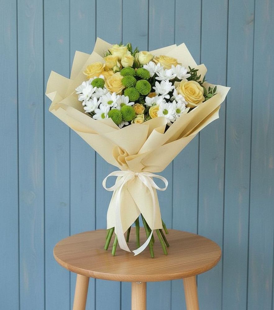 Букет цветов из: Хризантемы и Розы в Новая Мельница