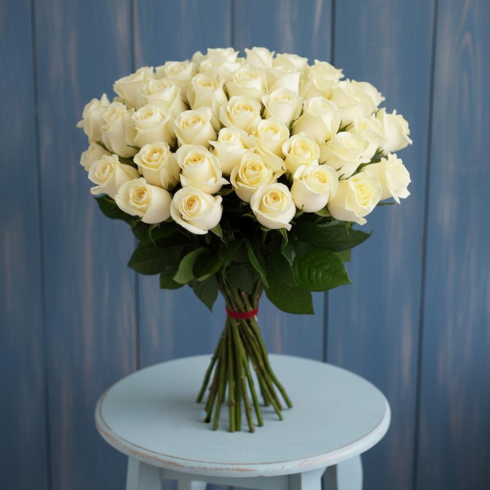 Букет 51 Белая роза Эдлесс Лав в Новая Мельница