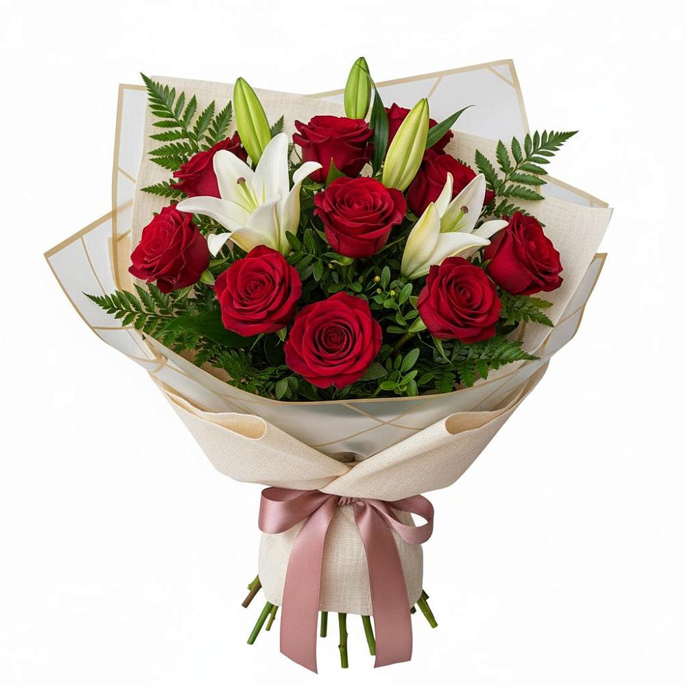 Букет цветов из: Лилии и Розы в Новая Мельница