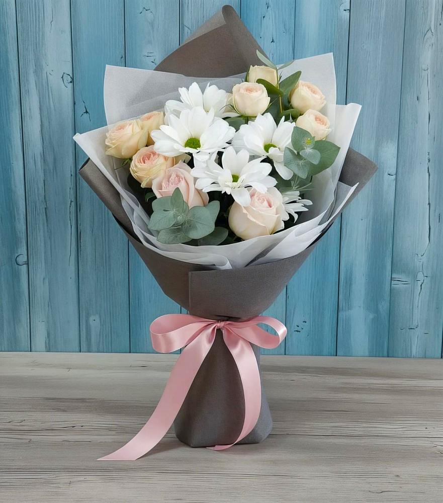 Букет цветов из: Хризантемы и Розы в Новая Мельница