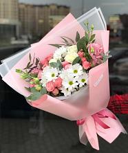 Букет цветов из:  Розы, Лизиантусы и Хризантемы в Новая Мельница