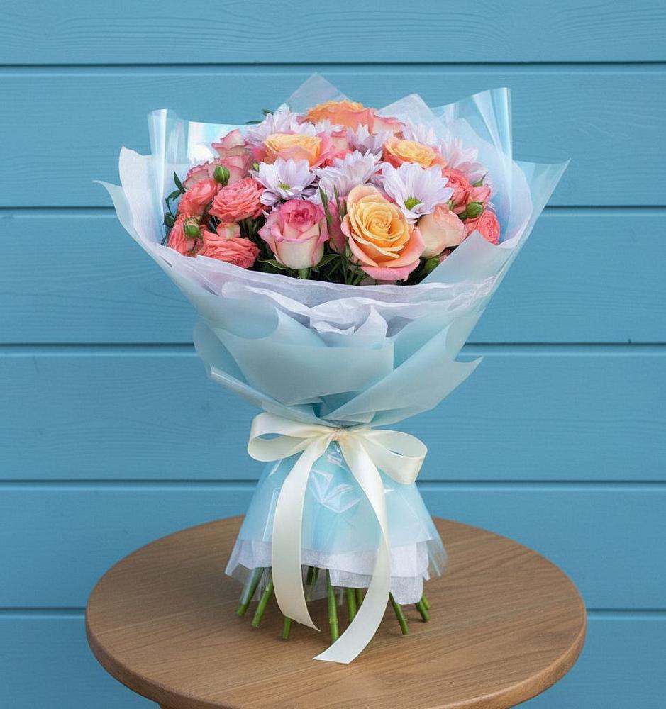 Букет цветов из: Хризантемы и Розы в Новая Мельница