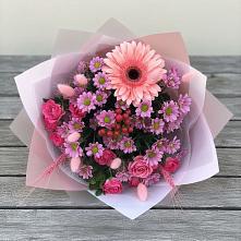 Букет цветов из:  Розы, Герберы и Хризантемы в Новая Мельница
