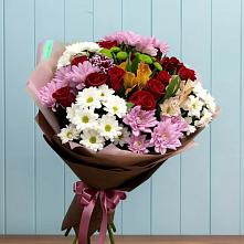 Букет цветов из:  Розы, Хризантемы и Альстромерии в Новая Мельница