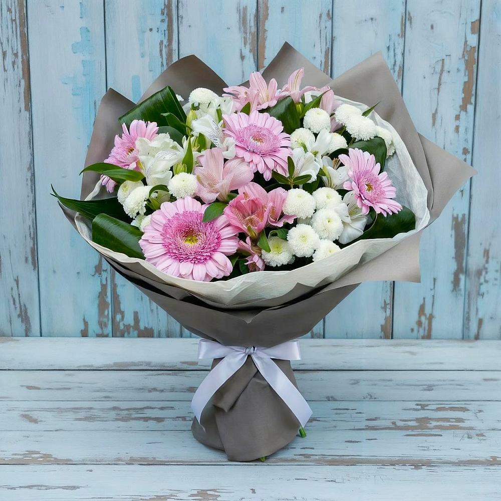 Букет цветов из: Герберы, Альстромерии и Хризантемы в Новая Мельница