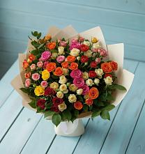 Букет Микс из разноцветных кустовых роз #REPLACE_PRED# Новая Мельница